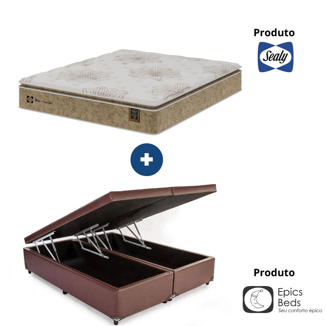 Conjunto Baú Epics+Colchão Doux Comfort Conjunto Baú Epics + Colchão Doux Comfort exibindo firmeza e conforto com acabamento de alta qualidade.